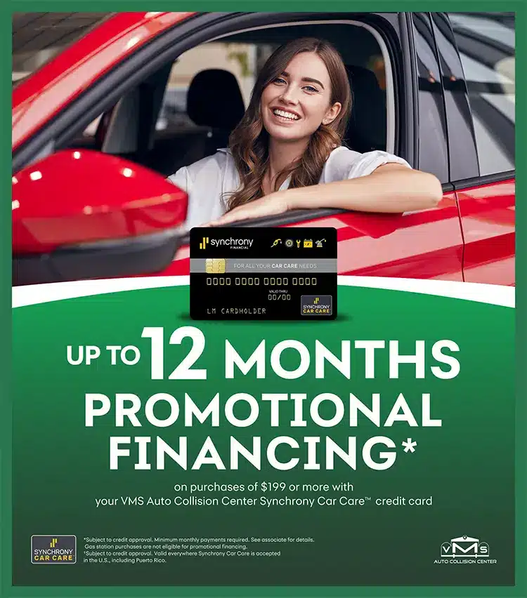 flyer showing that a customer is using a 12 month financing option to have their vehicle repaired